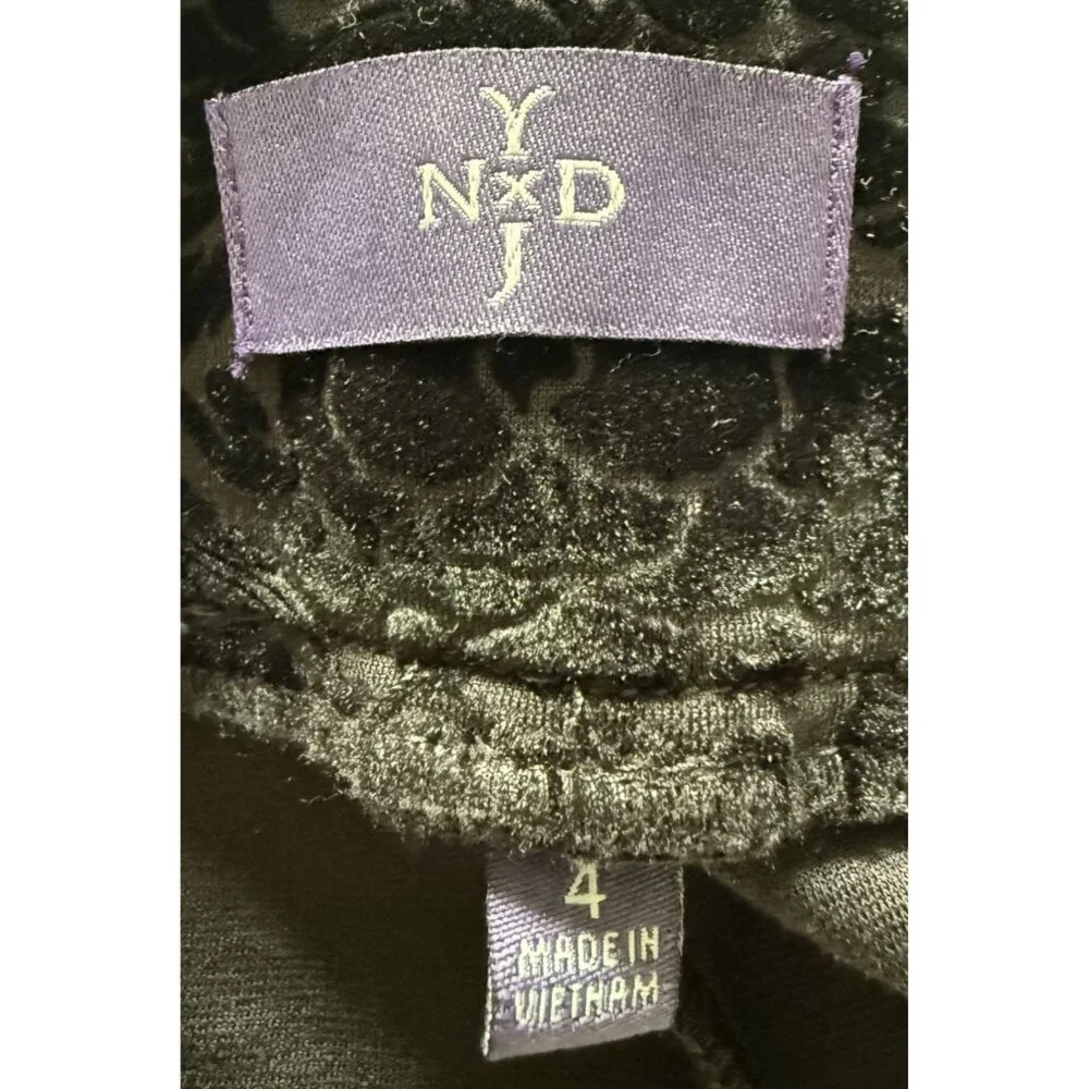 NYDJ Womens Velvet Burnout Pants Fairy Grunge Dark Romance Holiday Size 4 Black - Picture 5 of 7